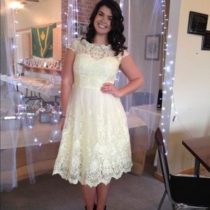 Chi chi London cream lace midi dress